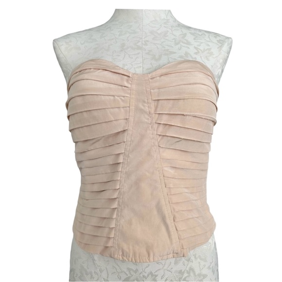 Silence + Noise Strapless Bustier Top Pleated Side Zip Strretch Back Size Large - Picture 7 of 14